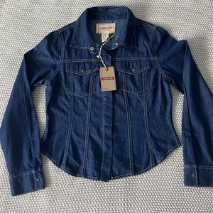 NWT Women’s Lone Star Denim Long Sleeve Shirt Medium, 100% Cotton, Blue